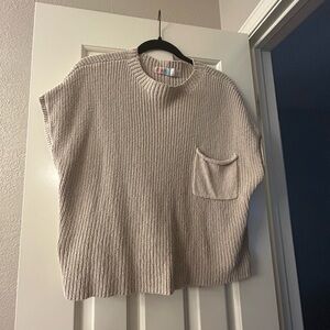 Free People Cream Knit Sweater with Pocket
